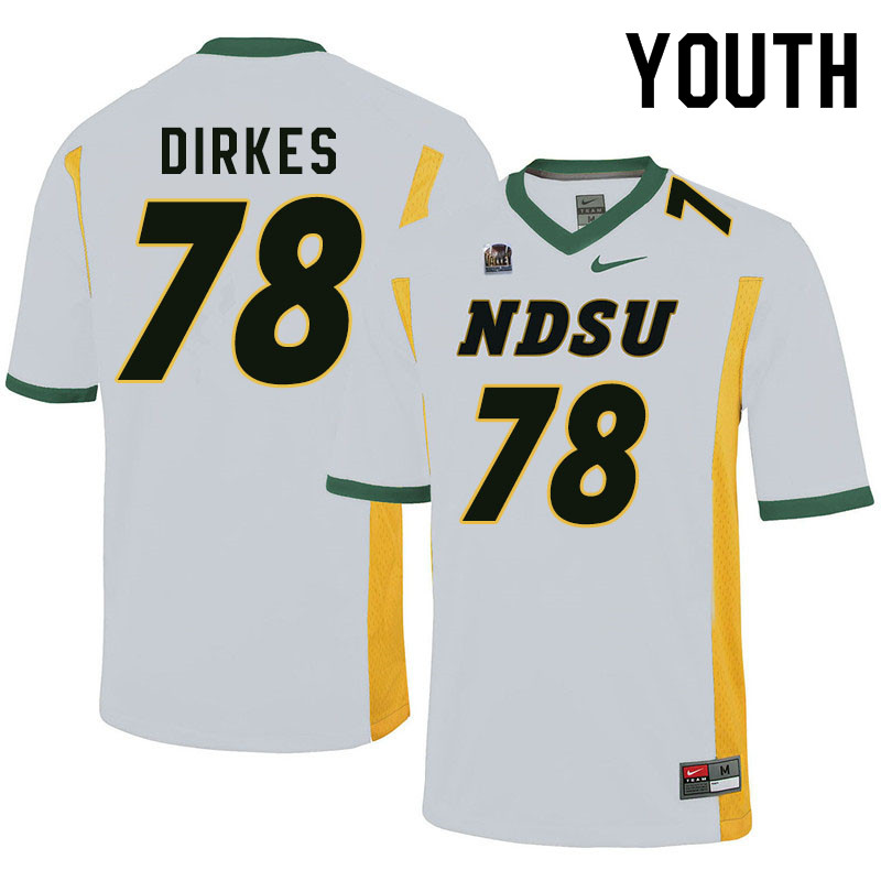 Youth #78 Nate Dirkes North Dakota State Bison College Football Jerseys Sale-White